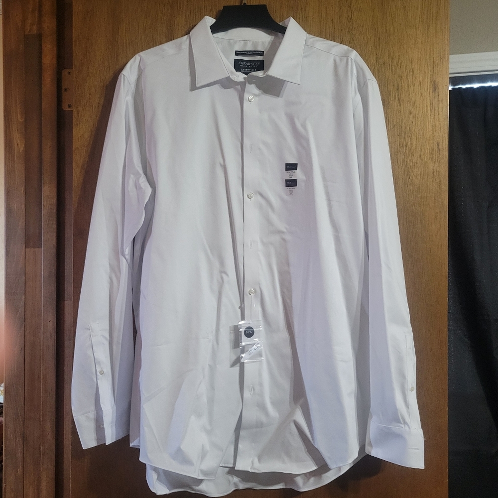 Kenneth Cole White Men's Dress Shirt - Spread Collar